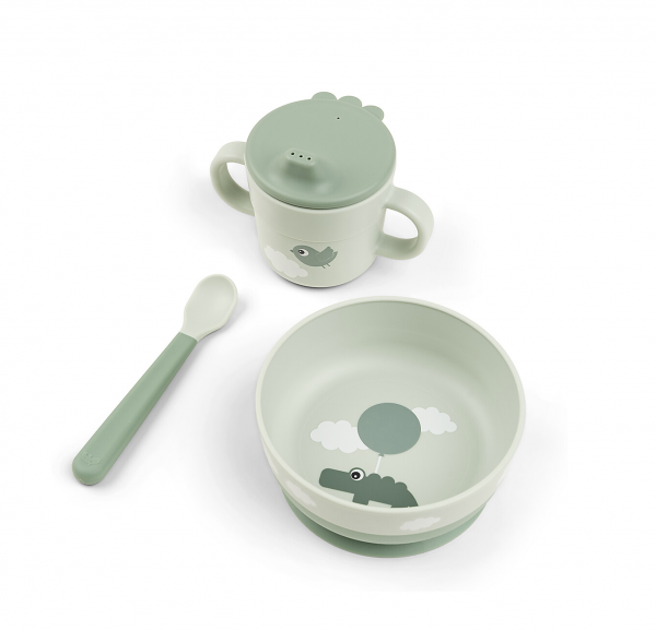 Set Pappa Foodie - Ciotola Tazza e Cucchiaio - Happy Clouds - Verde - 100% PP Alimentare Done by Deer - Foto 1