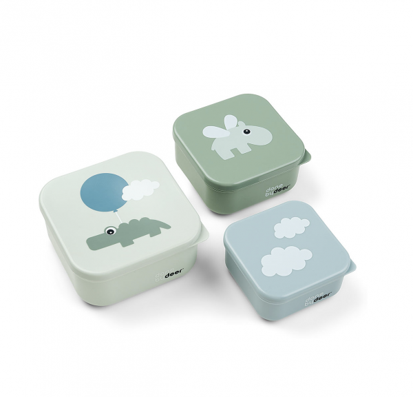 Set di 3 Contenitori per Merenda - Happy Clouds - Verde Done by Deer - Foto 1